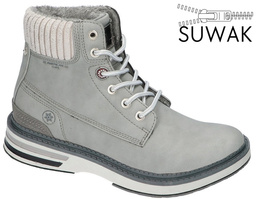 Children's winter shoes American Club CRH-43 gray and navy blue, size 32-36