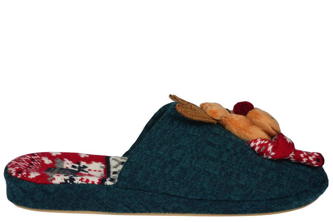 American Club DSL-11 women's textile slippers, green and navy blue, sizes 37-41