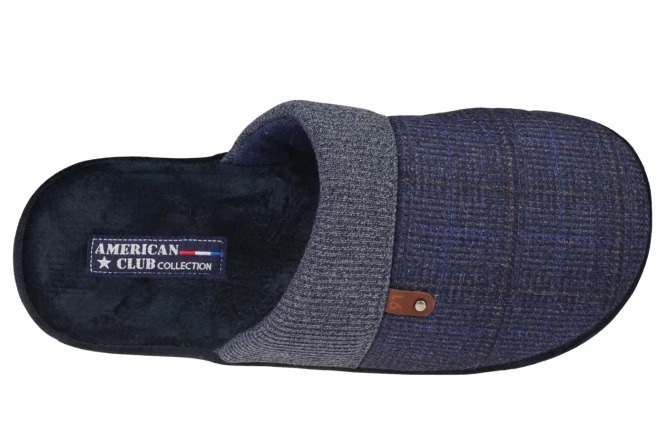 Men's textile slippers American Club MSL-25 black and navy blue size 41-45