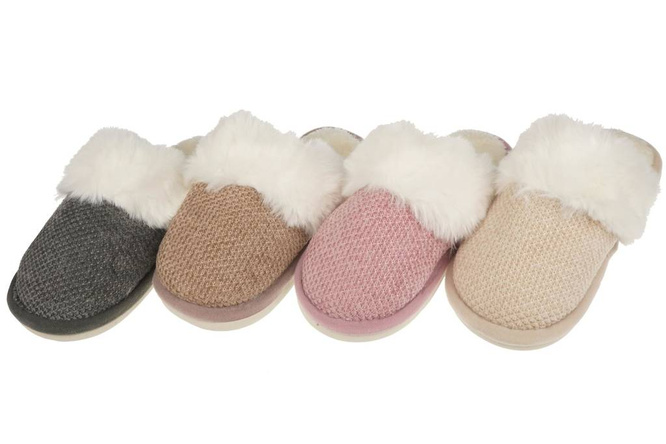 Pantofle tekstylne damskie Betop DE151 różowe, beżowe, brązowe i szare rozm.36-41