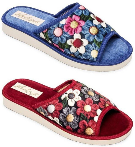 Pantofle damskie Meteor DV049 ULA granatowe i bordowe rozm.36-40