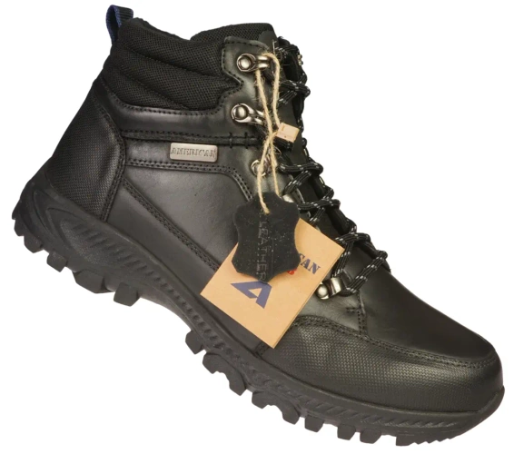 Buty zimowe męskie American Club MCY-129 czarne i brązowe rozm.41-45