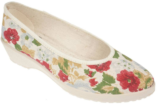 Women's trainers Skarpol 137 KWIATY LEN beige sizes 36-41