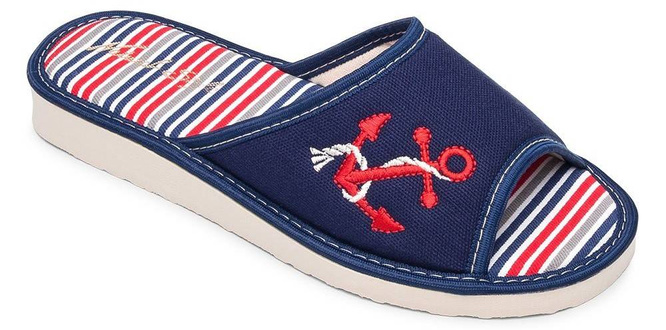 Pantofle damskie Meteor DV095 KOTWICA granatowe rozm.36-40