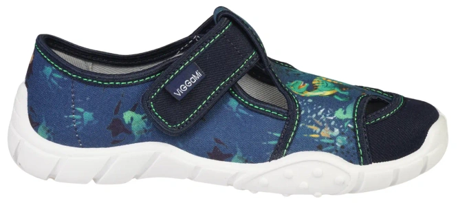 Children’s sneakers Viggami ADAŚ DINO navy, sizes 26–34.
