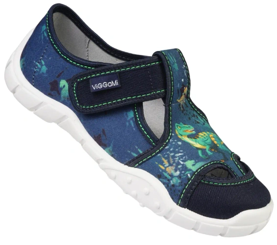 Children’s sneakers Viggami ADAŚ DINO navy, sizes 26–34.