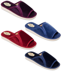 Pantofle damskie Meteor DV025 SABINA bordowe, czerwone, niebieskie i granatowe rozm.36-40