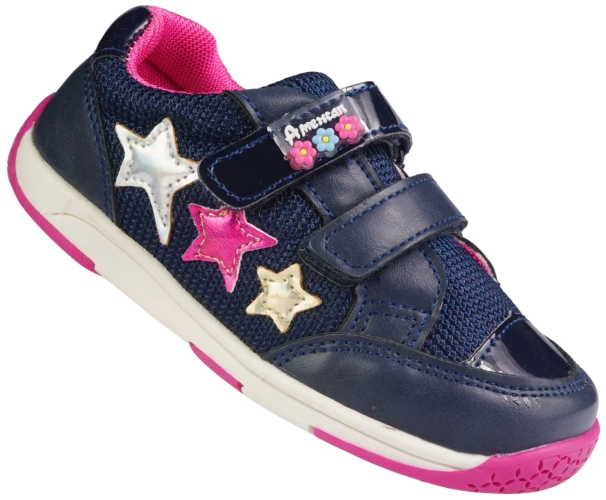 Buty sportowe dziecięce American Club A6759A granatowe i różowe rozm.21-26