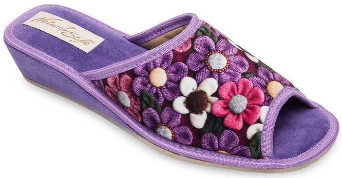 Pantofle damskie Meteor DV065 STOKROTKA czerwone, granatowe i fioletowe rozm.36-40