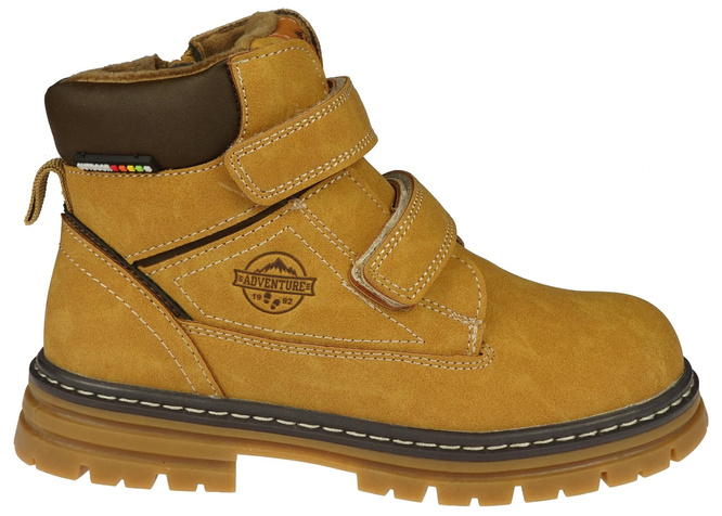 American Club CXD-99 children's winter shoes, navy blue and camel, sizes 33-37