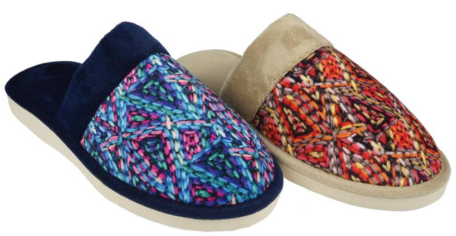 Pantofle damskie Meteor DV076 MAROKO granatowe i beżowe rozm.36-40