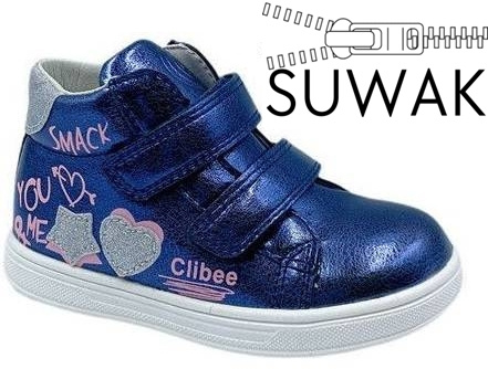 Buty sportowe dziecięce Clibee AP-543BU niebieskie metaliczne rozm.21-26