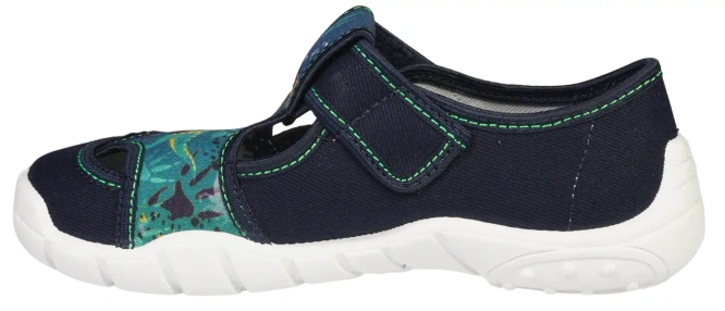 Children’s sneakers Viggami ADAŚ DINO navy, sizes 26–34.