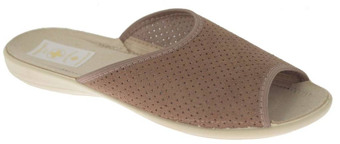 Pantofle tekstylne damskie Skarbek D837 brązowe rozm.36-41