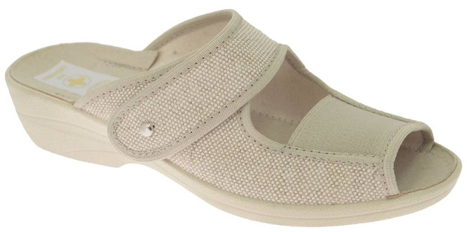 Pantofle tekstylne Skarbek D336 beżowe rozm.36-41