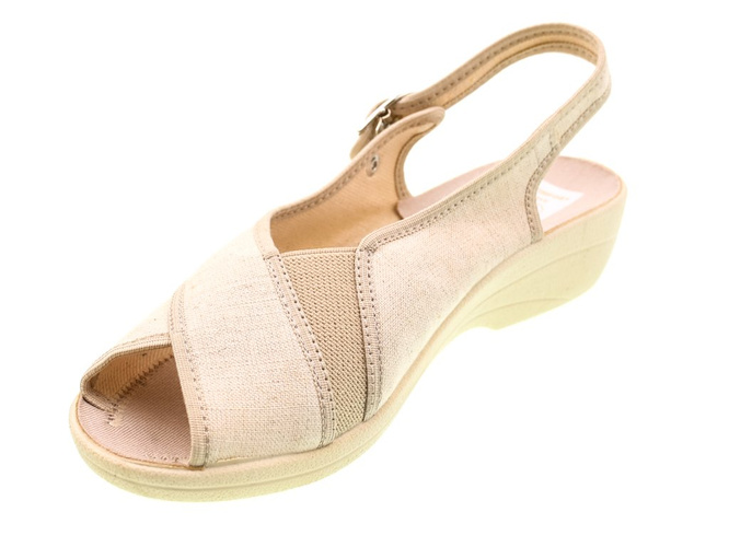 Pantofle tekstylne damskie Skarbek D406 beżowe rozm.36-41