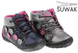 Transitional children's shoes American Club A60236A navy blue and gray, sizes 21-25