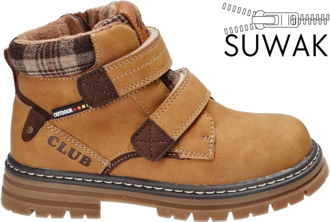 American Club BXD-103 children's winter shoes, black and camel, sizes 29-33