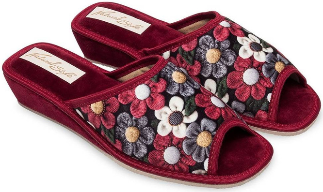 Pantofle damskie Meteor DV065 STOKROTKA czerwone, granatowe i fioletowe rozm.36-40