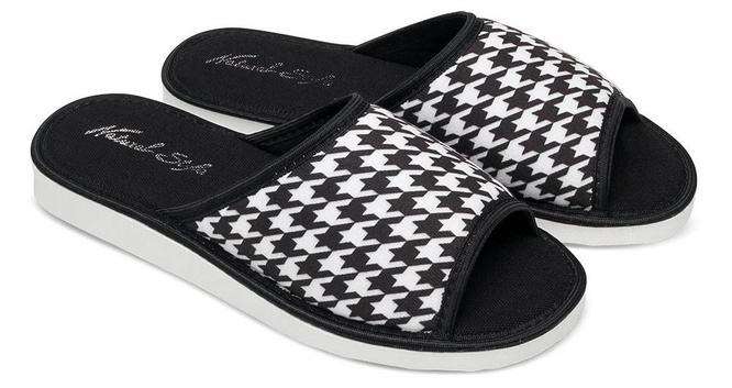 Women's slippers Meteor DV089 PEPITKO black and white size 36-41