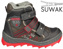 Buty zimowe dziecięce American Club B-87326 popielate i czarne rozm.24-28