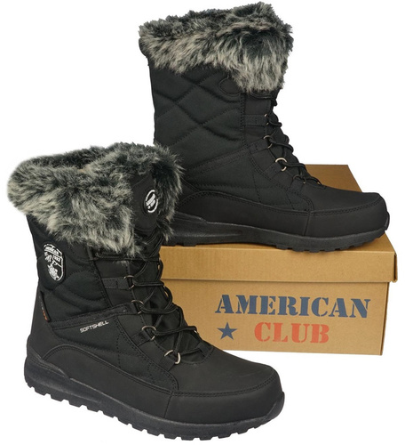 Buty zimowe damskie American Club DSN-04 czarne rozm.37-41