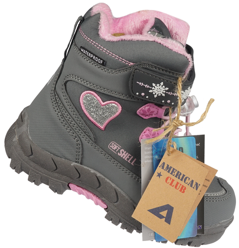 Buty zimowe dziecięce American Club BHL-38 szare i granatowe rozm.27-31