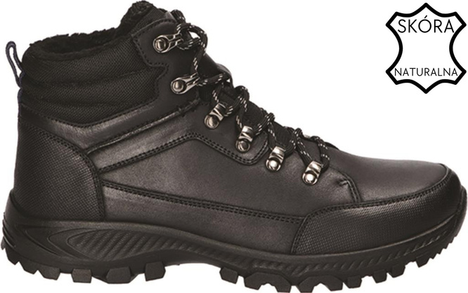 Buty zimowe męskie American Club MCY-129 czarne i brązowe rozm.41-45