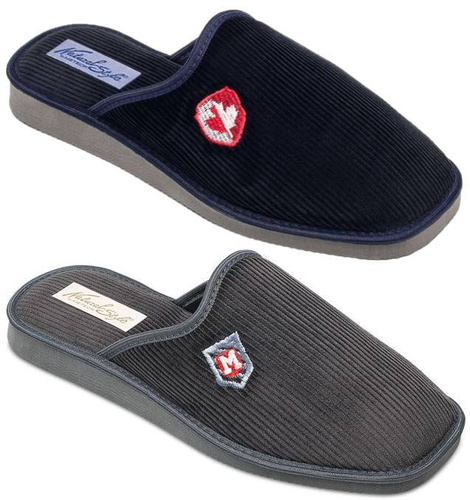 Pantofle męskie Meteor MV251 SZYMON SZTRUKS granatowe i popielate rozm.40-45