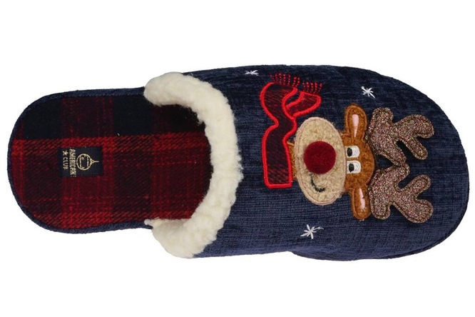 American Club DSL-12 women's textile slippers, red and navy blue, sizes 37-41