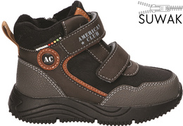 American Club Kids’ Winter Boots BXD-166 – Black & Camel, Sizes 29–33