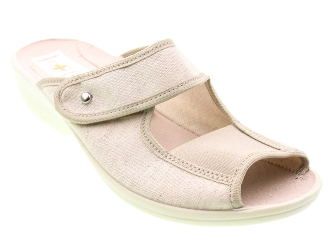 Pantofle tekstylne Skarbek D336 beżowe rozm.36-41