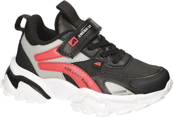 Buty sportowe dziecięce American Club BBS-21 czarno-czerwone i czarno-niebieskie rozm.27-31