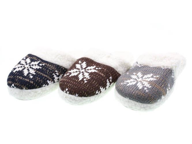 Men's textile slippers Betop M6722 navy blue, gray and brown, size 41-46