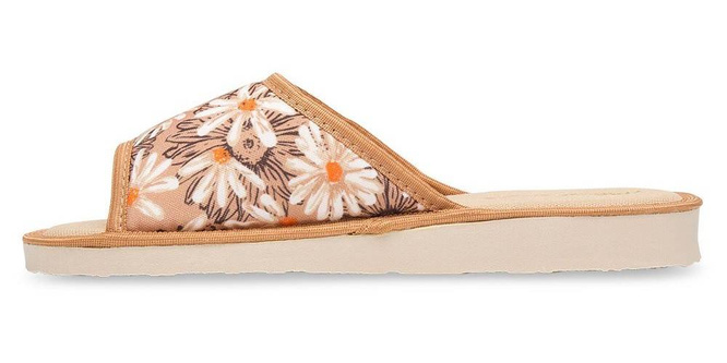 Pantofle damskie Meteor DV018 STOKROTKA  granatowe i beżowe rozm.36-40