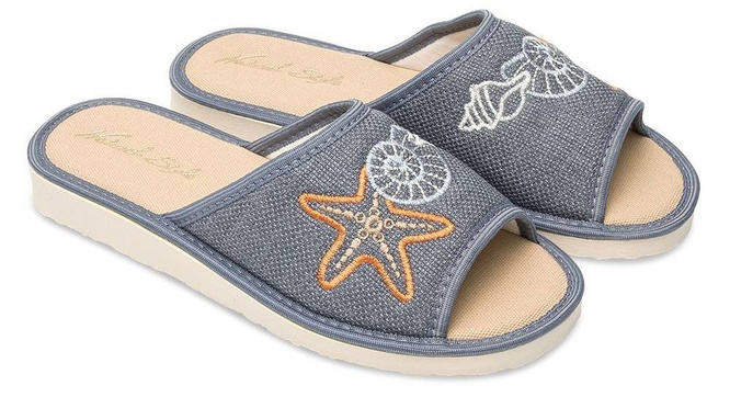 Women's slippers Meteor DV052 SHELL blue, gray and brown size 36-41