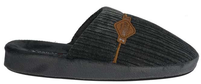 American Club MSL-15 men's textile slippers, brown and gray, sizes 41-45