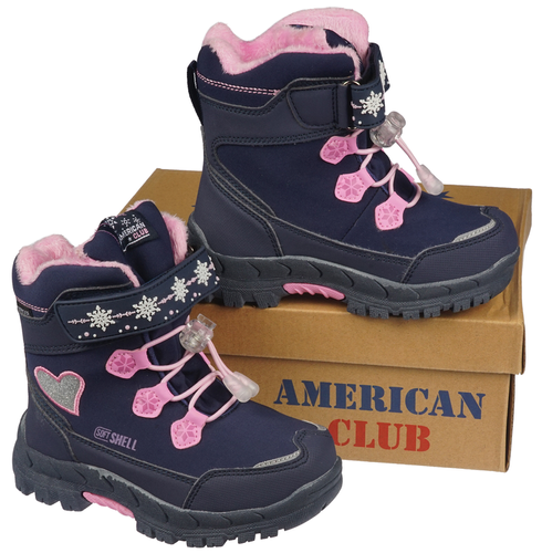 Buty zimowe dziecięce American Club BHL-38 szare i granatowe rozm.27-31
