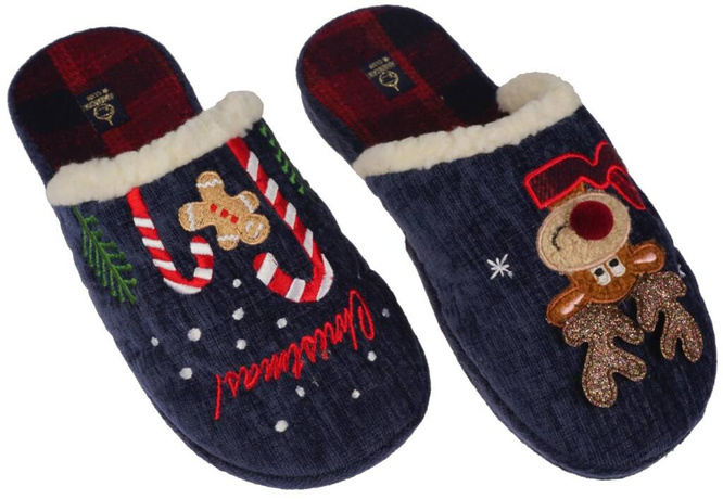 American Club DSL-12 women's textile slippers, red and navy blue, sizes 37-41