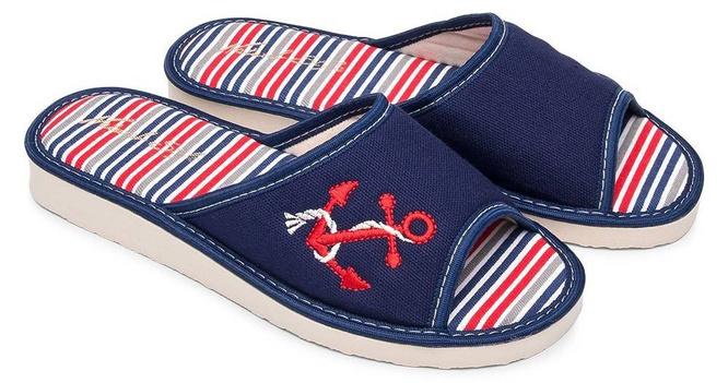 Pantofle damskie Meteor DV095 KOTWICA granatowe rozm.36-40