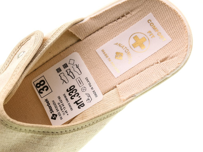 Pantofle tekstylne Skarbek D336 beżowe rozm.36-41