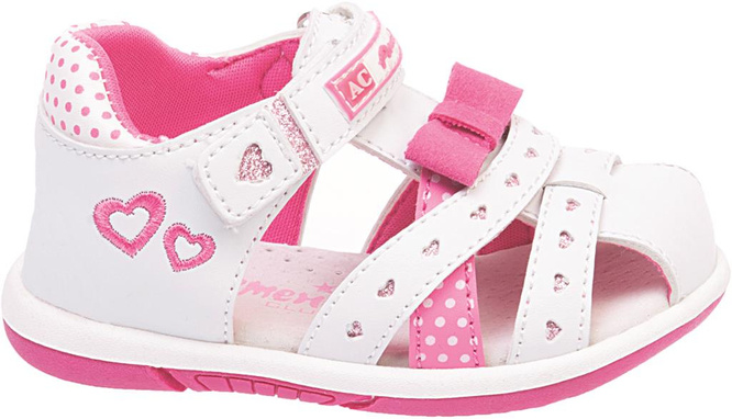 Children's sandals American Club BDR-28 white and pink, size 26-30