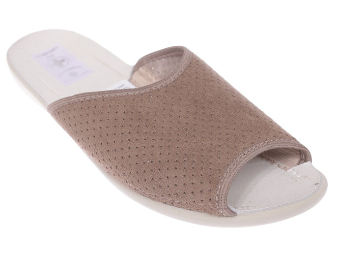 Pantofle tekstylne damskie Skarbek D837 brązowe rozm.36-41