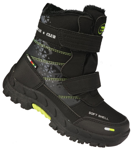 American Club BHL-102 children's winter shoes, black, sizes 27-31