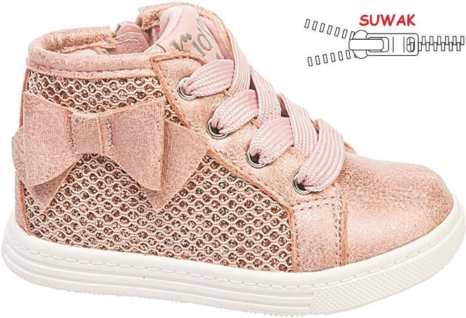 Transitional children's shoes American Club BGC-04 pink and white, size 26-30